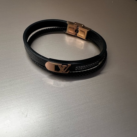 Louis Vuitton Black Leather Bracelet